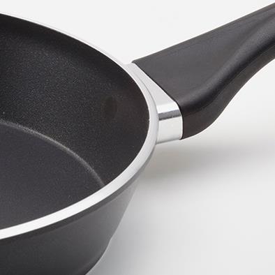 side view of empty frying pan skillet