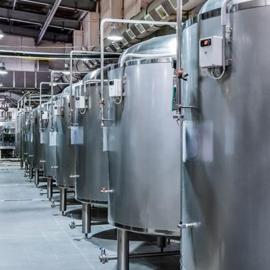 steel tanks in beer factory