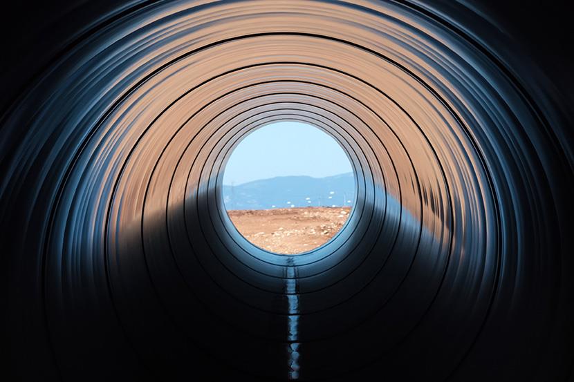inside view of an above ground gas pipeline